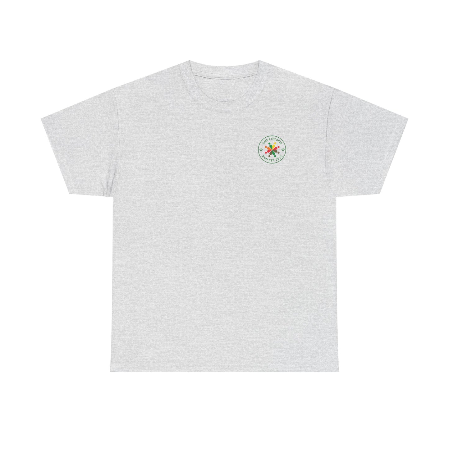 Unisex Heavy Cotton Tee - One Ethiopia Run T-Shirt, Casual Wear, Exercise Shirt, Gift for Runners, Festival Apparel, Comfortable Cotton Tee