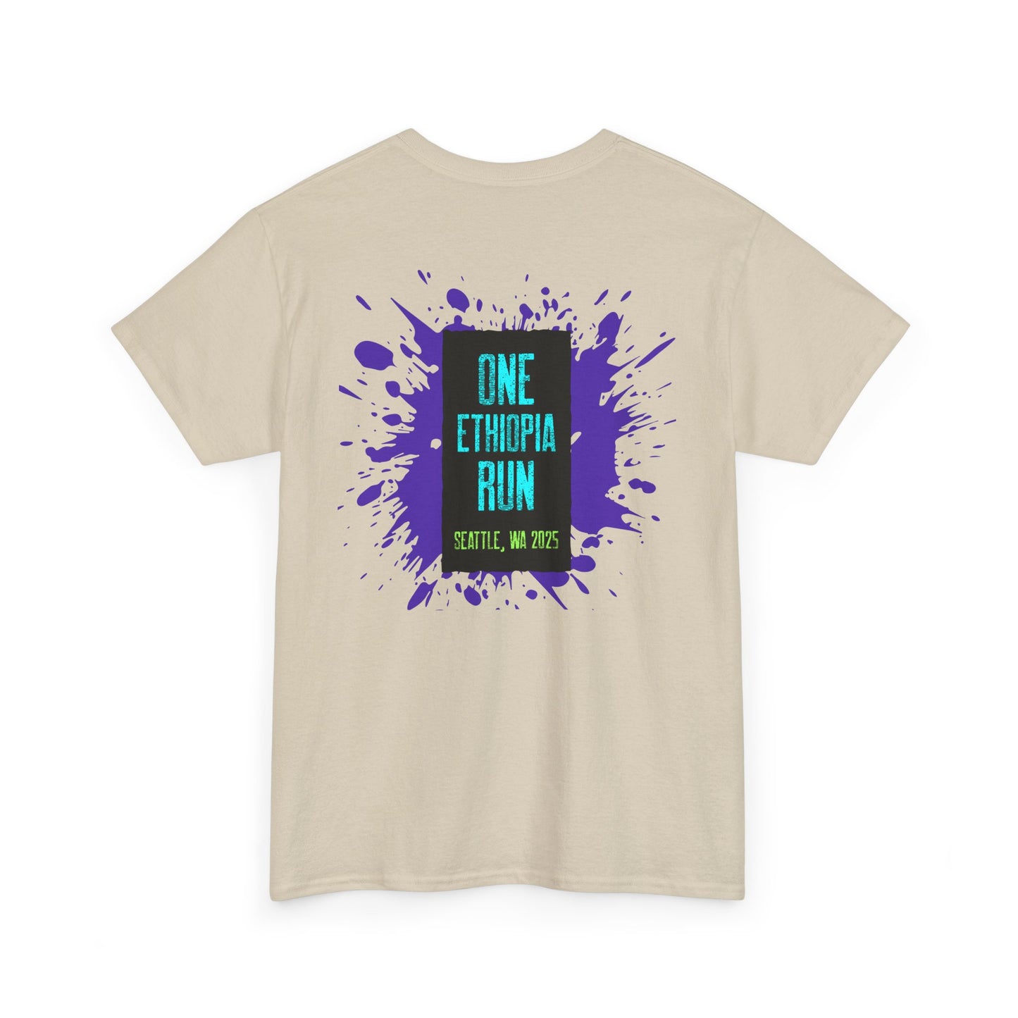 Unisex Heavy Cotton Tee - One Ethiopia Run T-Shirt, Casual Wear, Exercise Shirt, Gift for Runners, Festival Apparel, Comfortable Cotton Tee