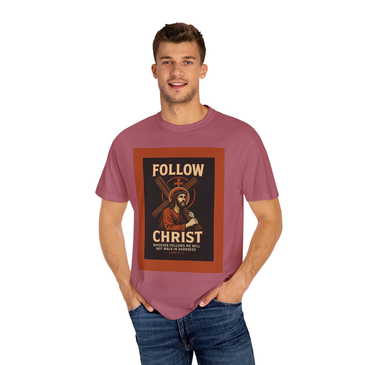 Unisex Garment-Dyed T-Shirt - Follow Christ Graphic Tee