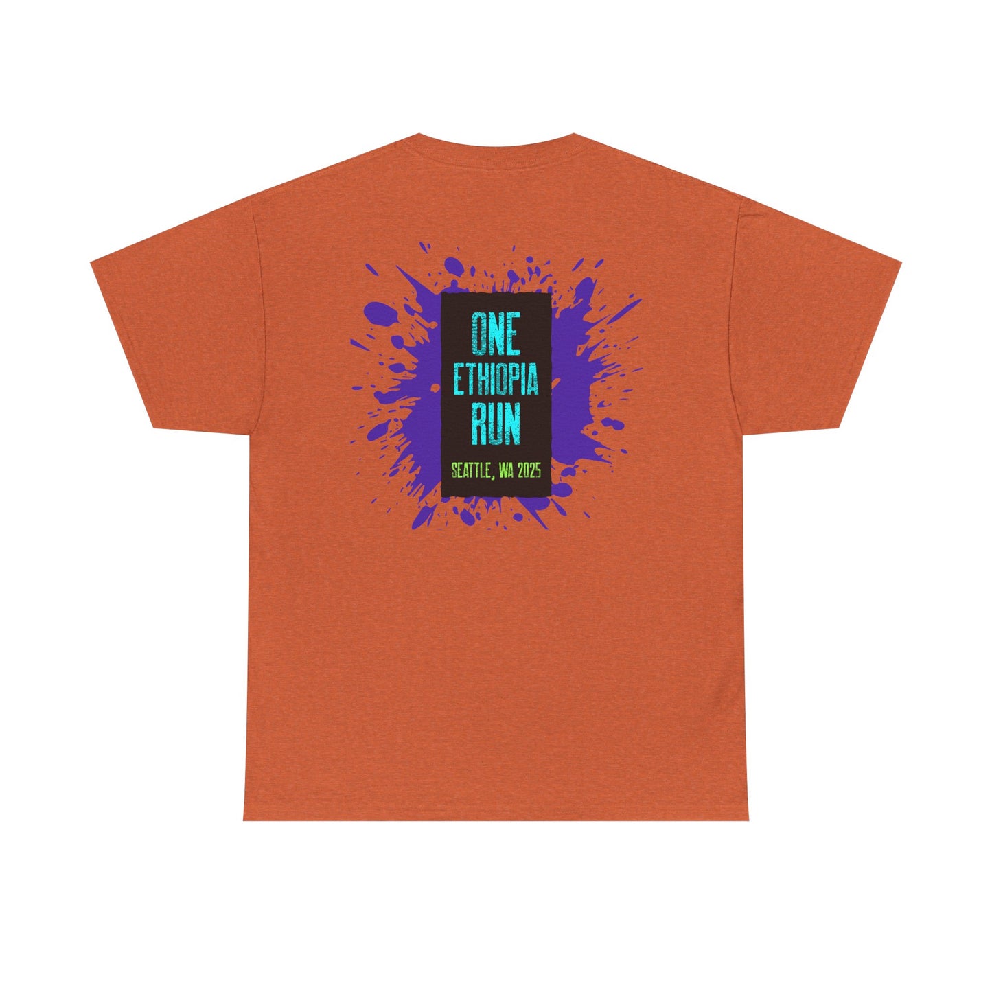 Unisex Heavy Cotton Tee - One Ethiopia Run T-Shirt, Casual Wear, Exercise Shirt, Gift for Runners, Festival Apparel, Comfortable Cotton Tee