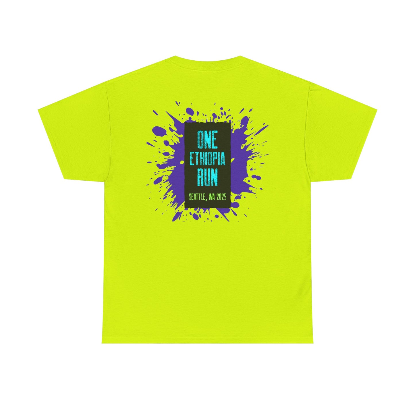 Unisex Heavy Cotton Tee - One Ethiopia Run T-Shirt, Casual Wear, Exercise Shirt, Gift for Runners, Festival Apparel, Comfortable Cotton Tee