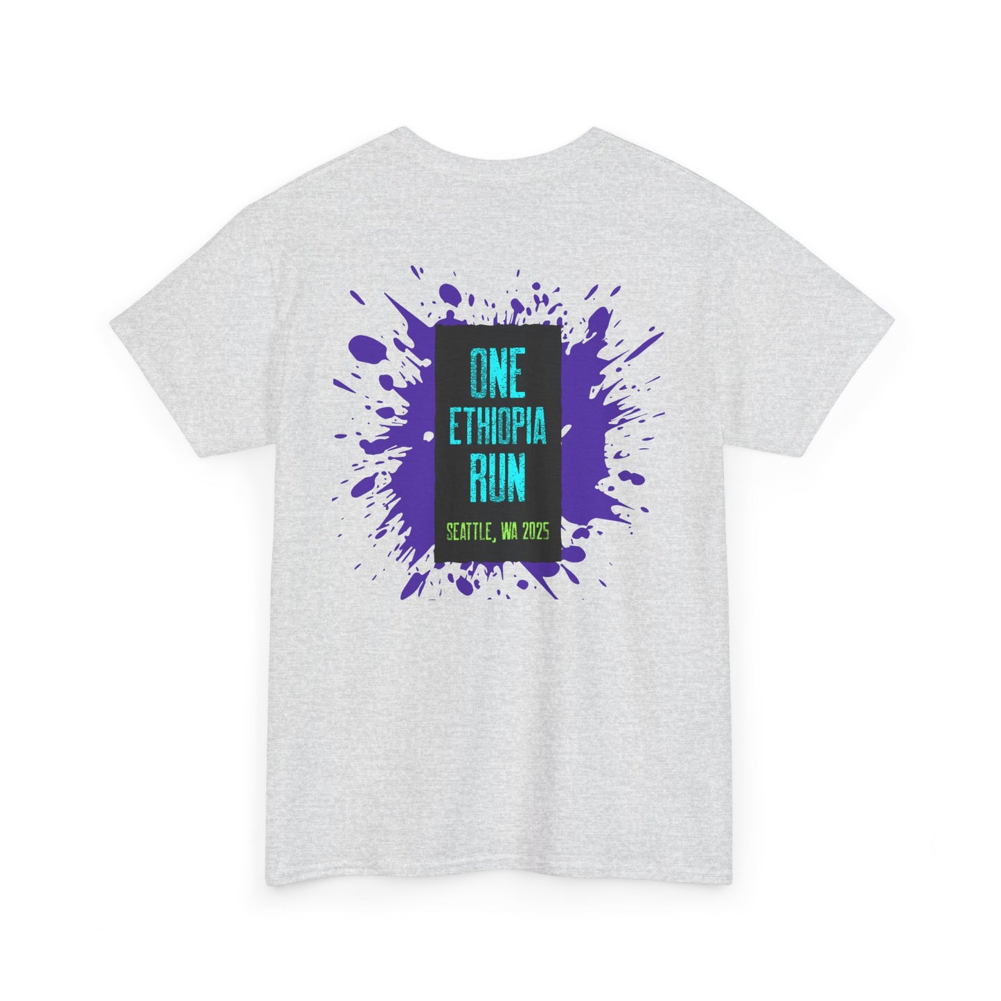 Unisex Heavy Cotton Tee - One Ethiopia Run T-Shirt, Casual Wear, Exercise Shirt, Gift for Runners, Festival Apparel, Comfortable Cotton Tee