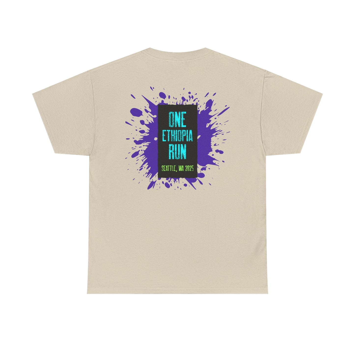 Unisex Heavy Cotton Tee - One Ethiopia Run T-Shirt, Casual Wear, Exercise Shirt, Gift for Runners, Festival Apparel, Comfortable Cotton Tee