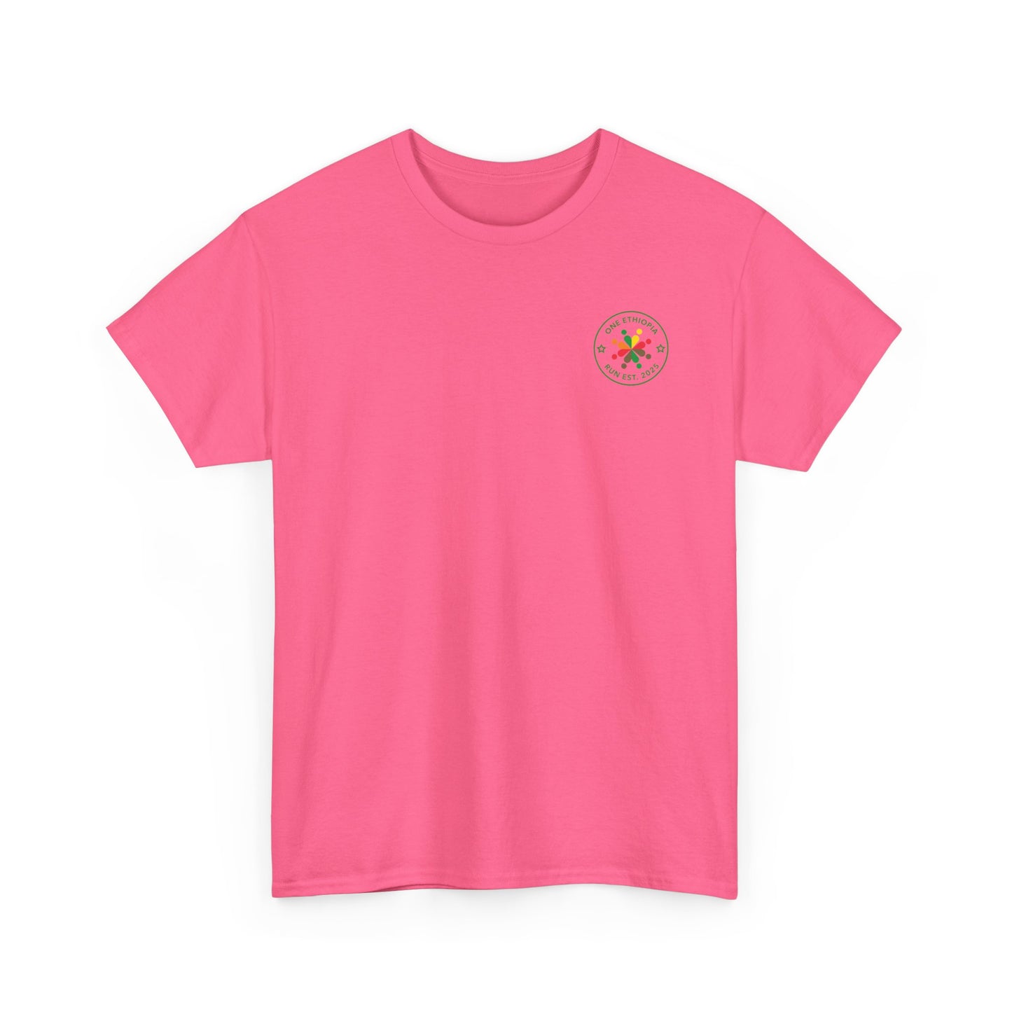 Unisex Heavy Cotton Tee - One Ethiopia Run T-Shirt, Casual Wear, Exercise Shirt, Gift for Runners, Festival Apparel, Comfortable Cotton Tee