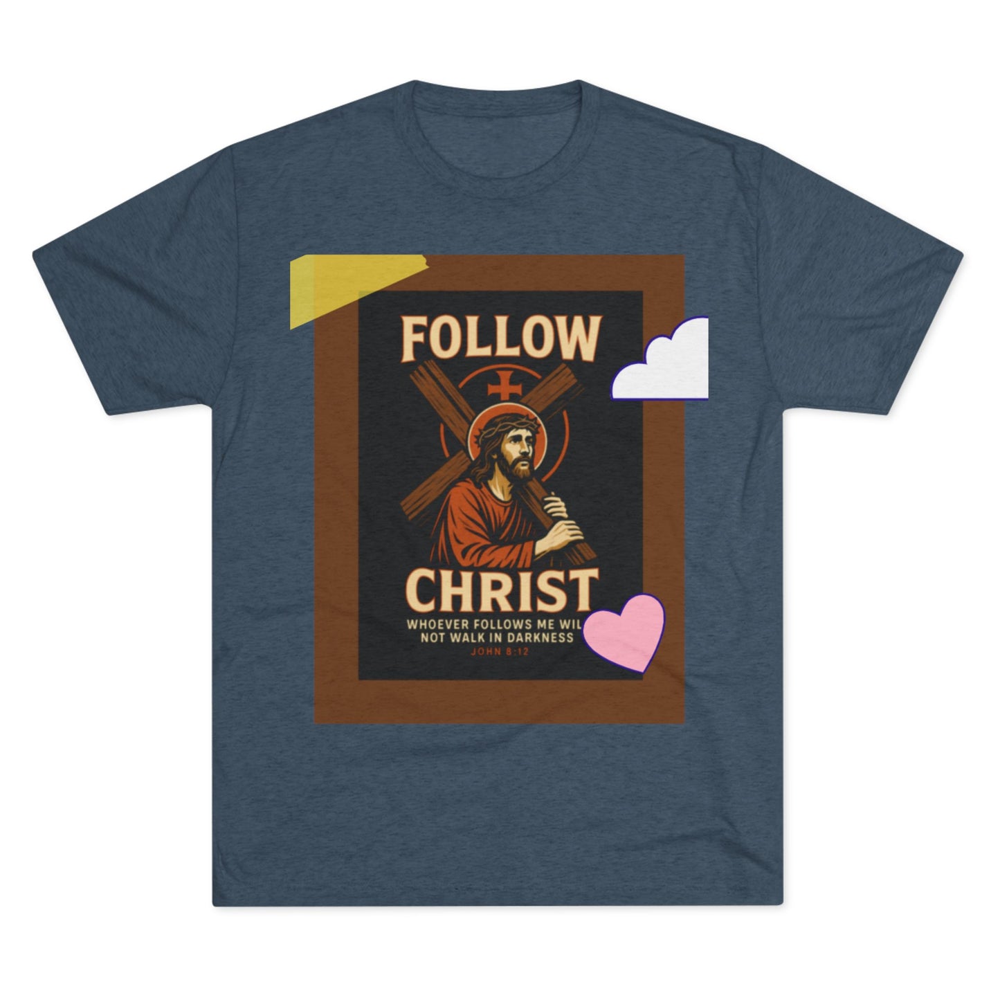 Faith-Inspired Unisex Tri-Blend Crew Tee - "Follow Christ" Design