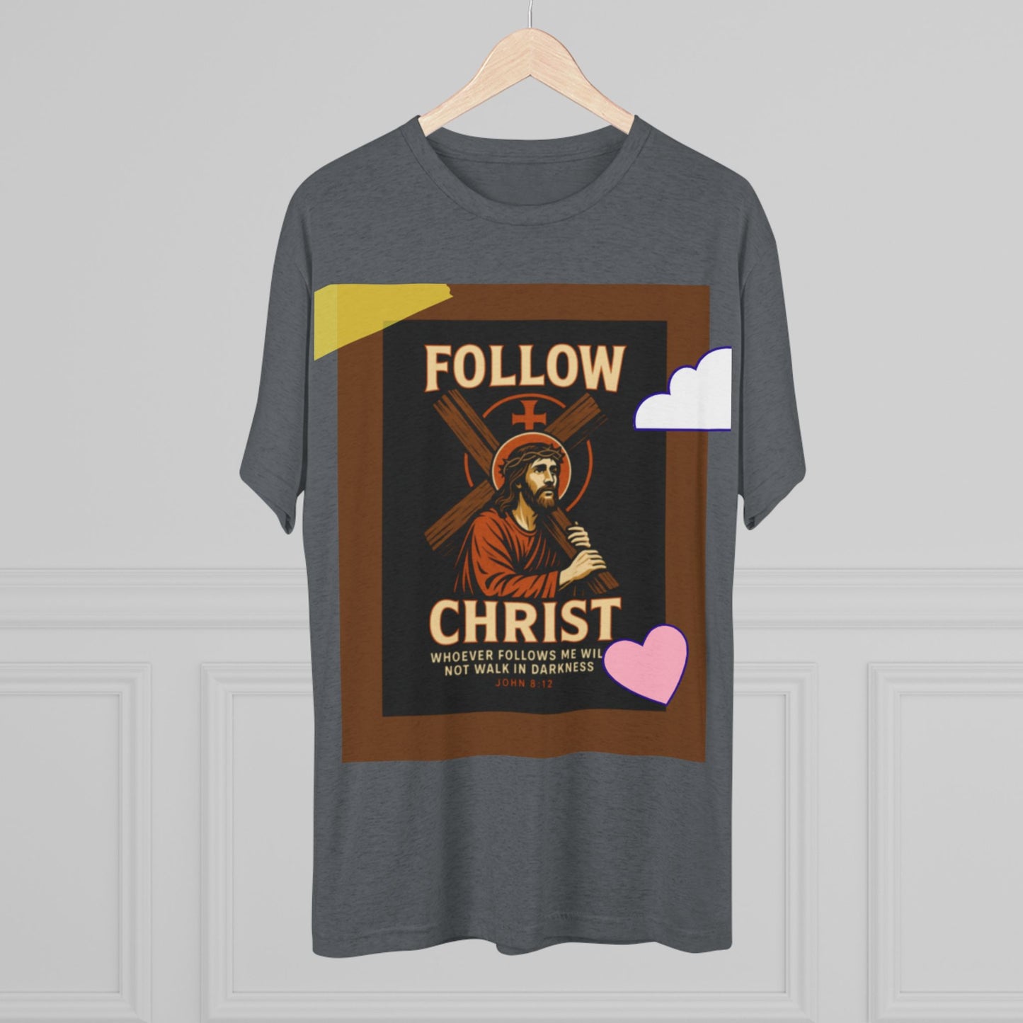 Faith-Inspired Unisex Tri-Blend Crew Tee - "Follow Christ" Design
