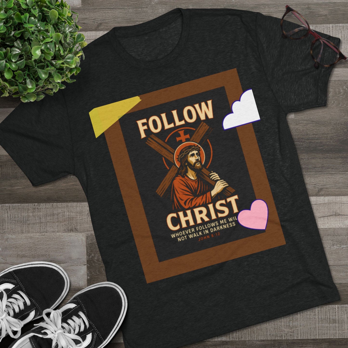 Faith-Inspired Unisex Tri-Blend Crew Tee - "Follow Christ" Design