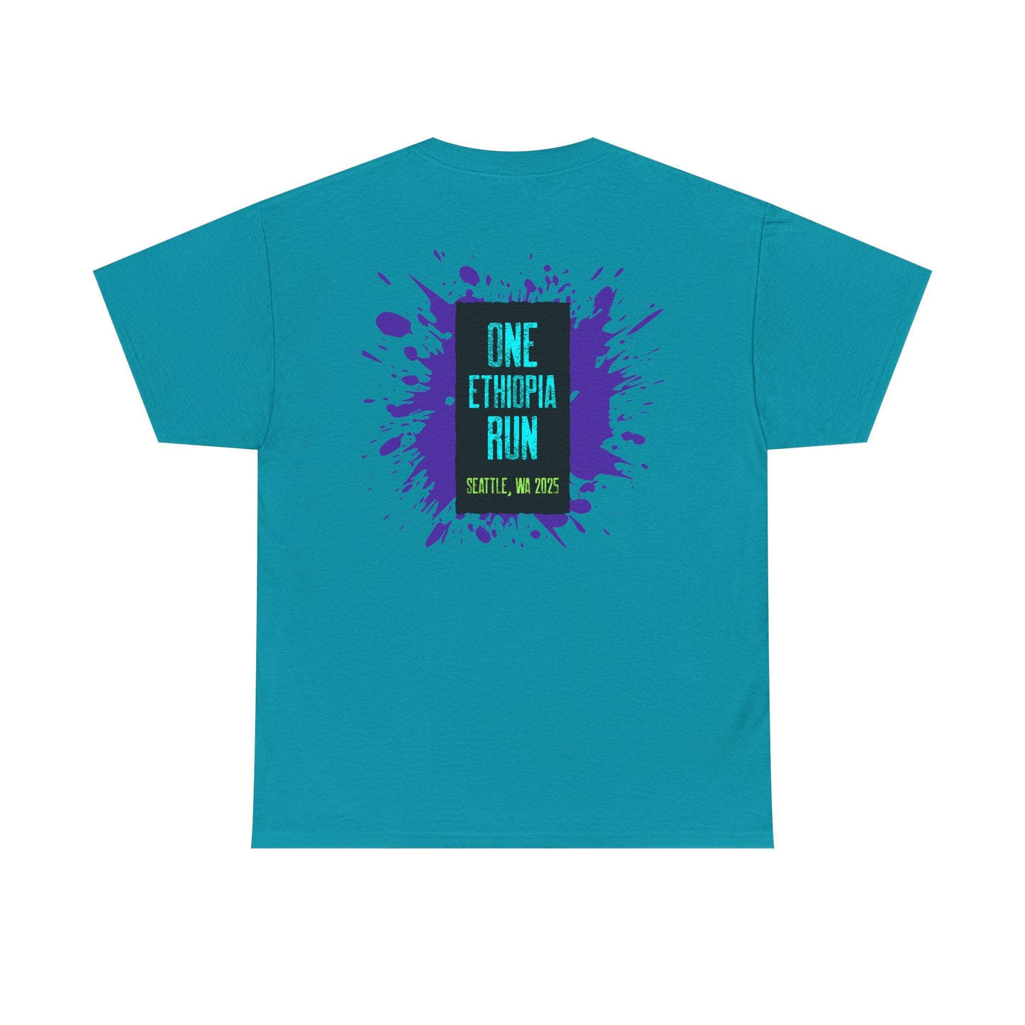 Unisex Heavy Cotton Tee - One Ethiopia Run T-Shirt, Casual Wear, Exercise Shirt, Gift for Runners, Festival Apparel, Comfortable Cotton Tee
