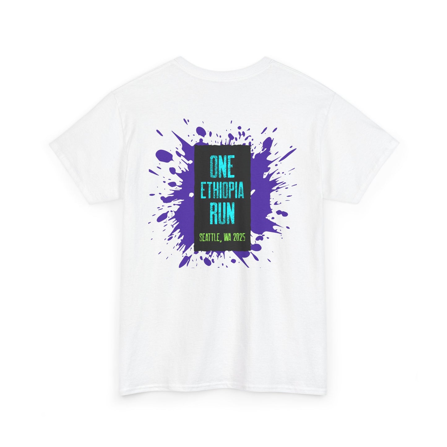 Unisex Heavy Cotton Tee - One Ethiopia Run T-Shirt, Casual Wear, Exercise Shirt, Gift for Runners, Festival Apparel, Comfortable Cotton Tee