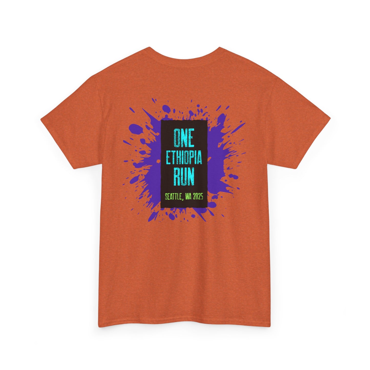 Unisex Heavy Cotton Tee - One Ethiopia Run T-Shirt, Casual Wear, Exercise Shirt, Gift for Runners, Festival Apparel, Comfortable Cotton Tee