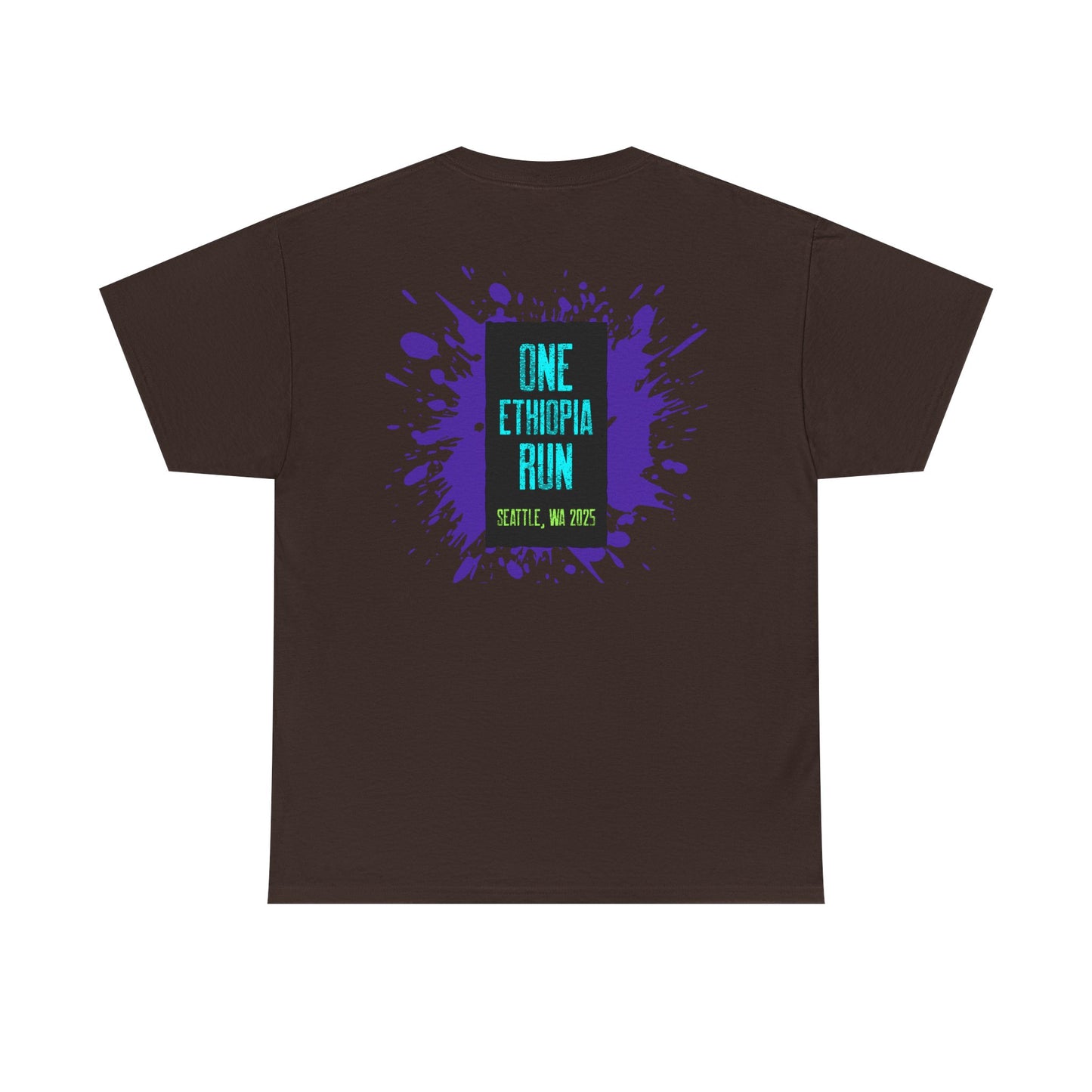 Unisex Heavy Cotton Tee - One Ethiopia Run T-Shirt, Casual Wear, Exercise Shirt, Gift for Runners, Festival Apparel, Comfortable Cotton Tee