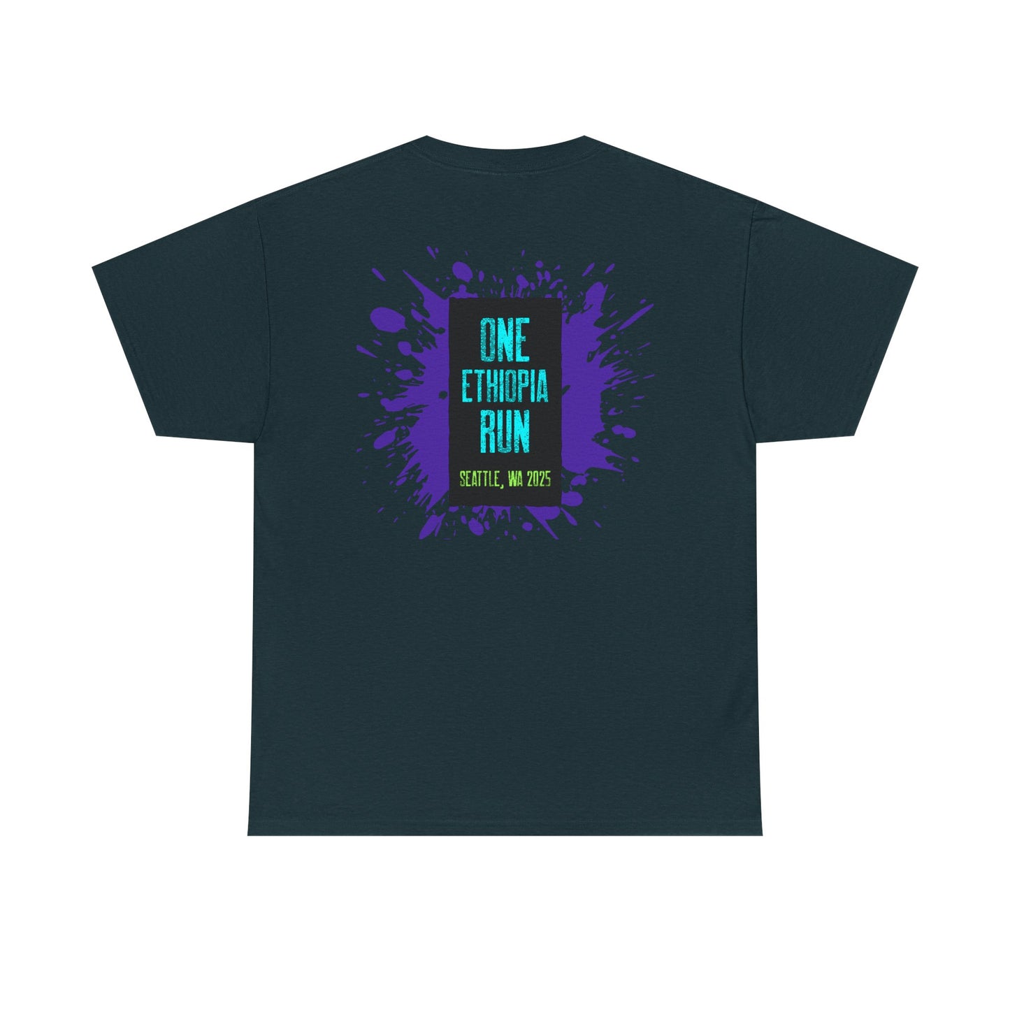 Unisex Heavy Cotton Tee - One Ethiopia Run T-Shirt, Casual Wear, Exercise Shirt, Gift for Runners, Festival Apparel, Comfortable Cotton Tee