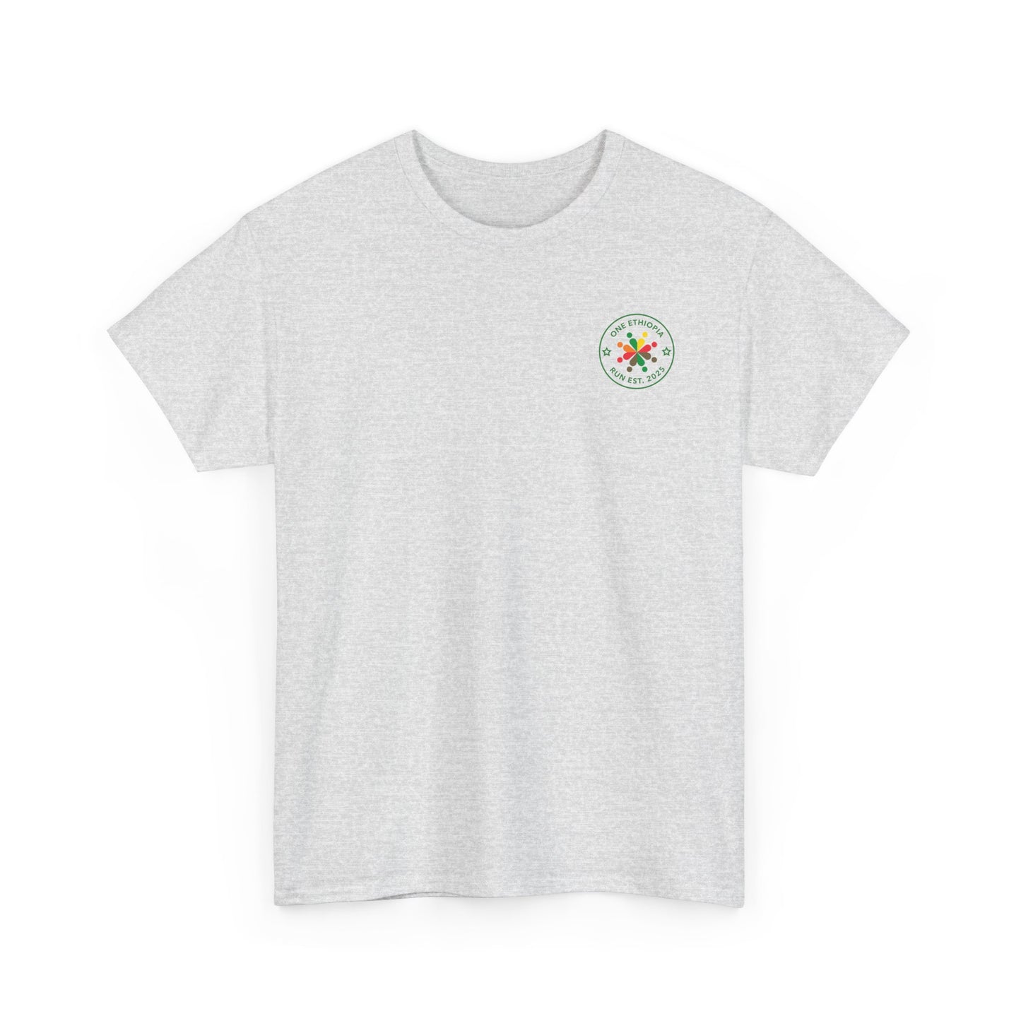 Unisex Heavy Cotton Tee - One Ethiopia Run T-Shirt, Casual Wear, Exercise Shirt, Gift for Runners, Festival Apparel, Comfortable Cotton Tee