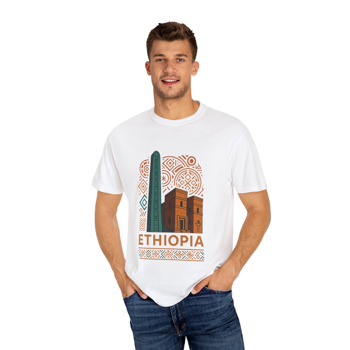 Ethiopia Heritage T-Shirt, Unisex Garment-Dyed Tee, Afrocentric Apparel, Travel Souvenir, Cultural Gift