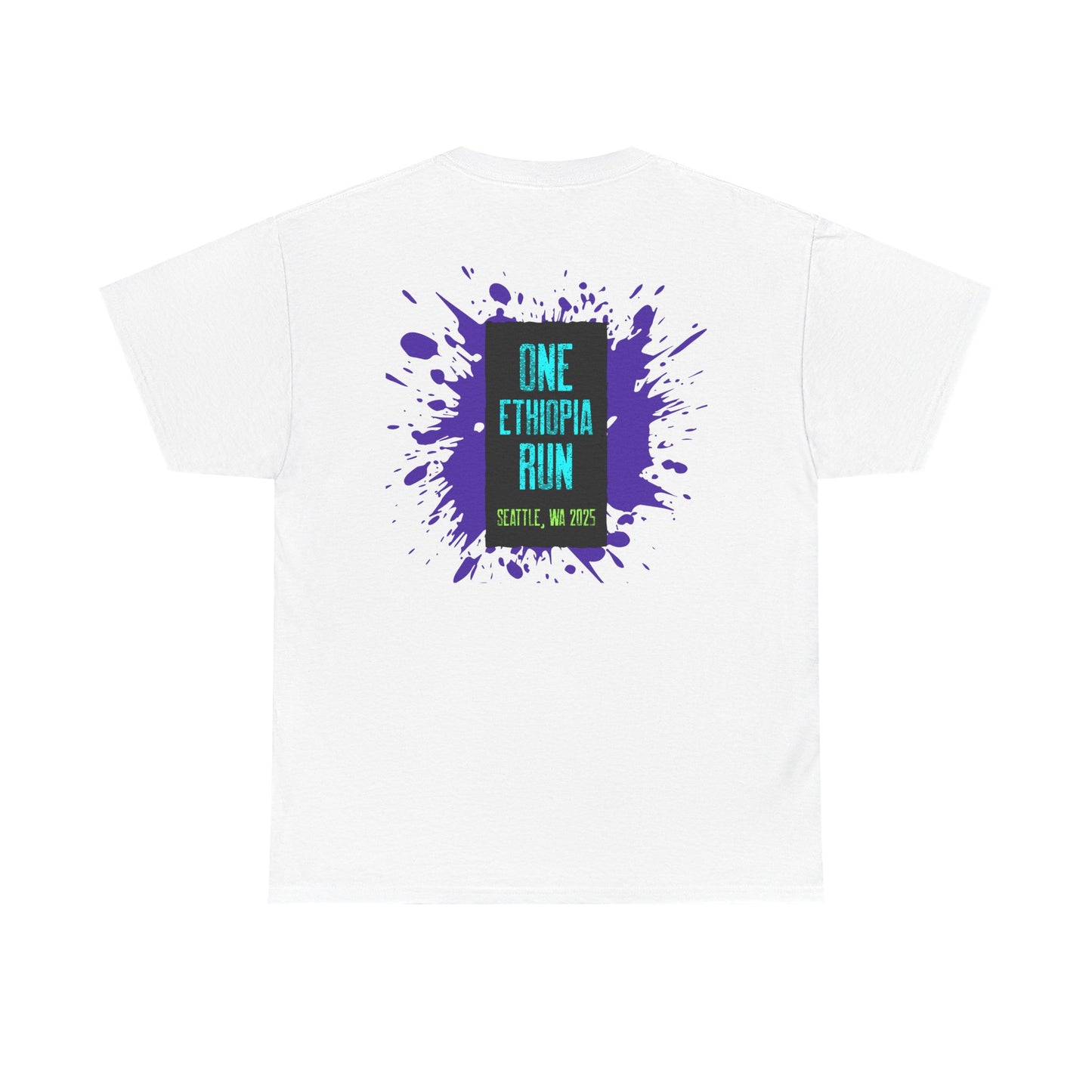 Unisex Heavy Cotton Tee - One Ethiopia Run T-Shirt, Casual Wear, Exercise Shirt, Gift for Runners, Festival Apparel, Comfortable Cotton Tee