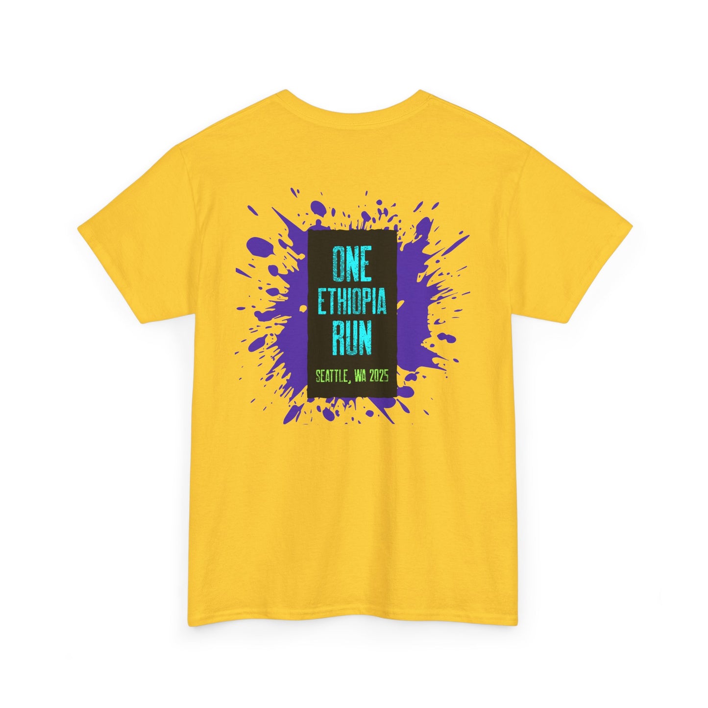 Unisex Heavy Cotton Tee - One Ethiopia Run T-Shirt, Casual Wear, Exercise Shirt, Gift for Runners, Festival Apparel, Comfortable Cotton Tee