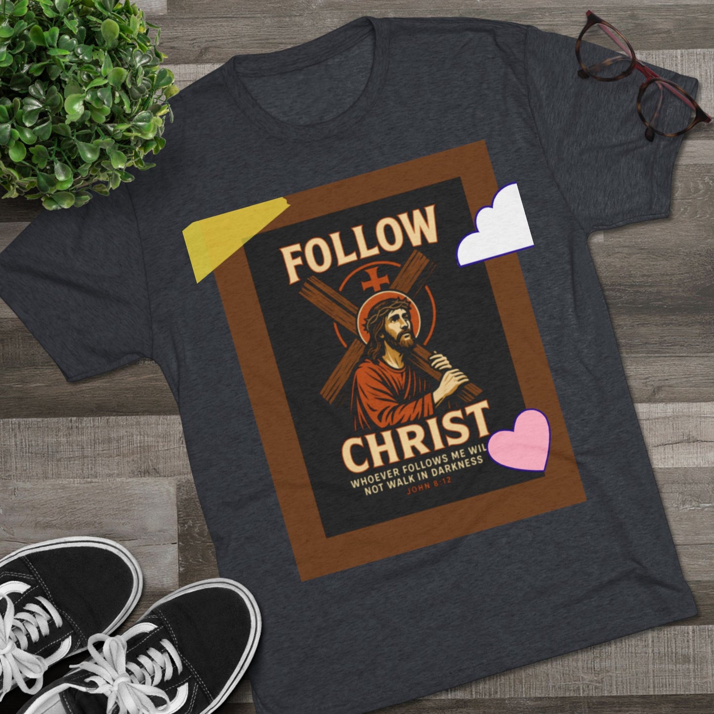 Faith-Inspired Unisex Tri-Blend Crew Tee - "Follow Christ" Design