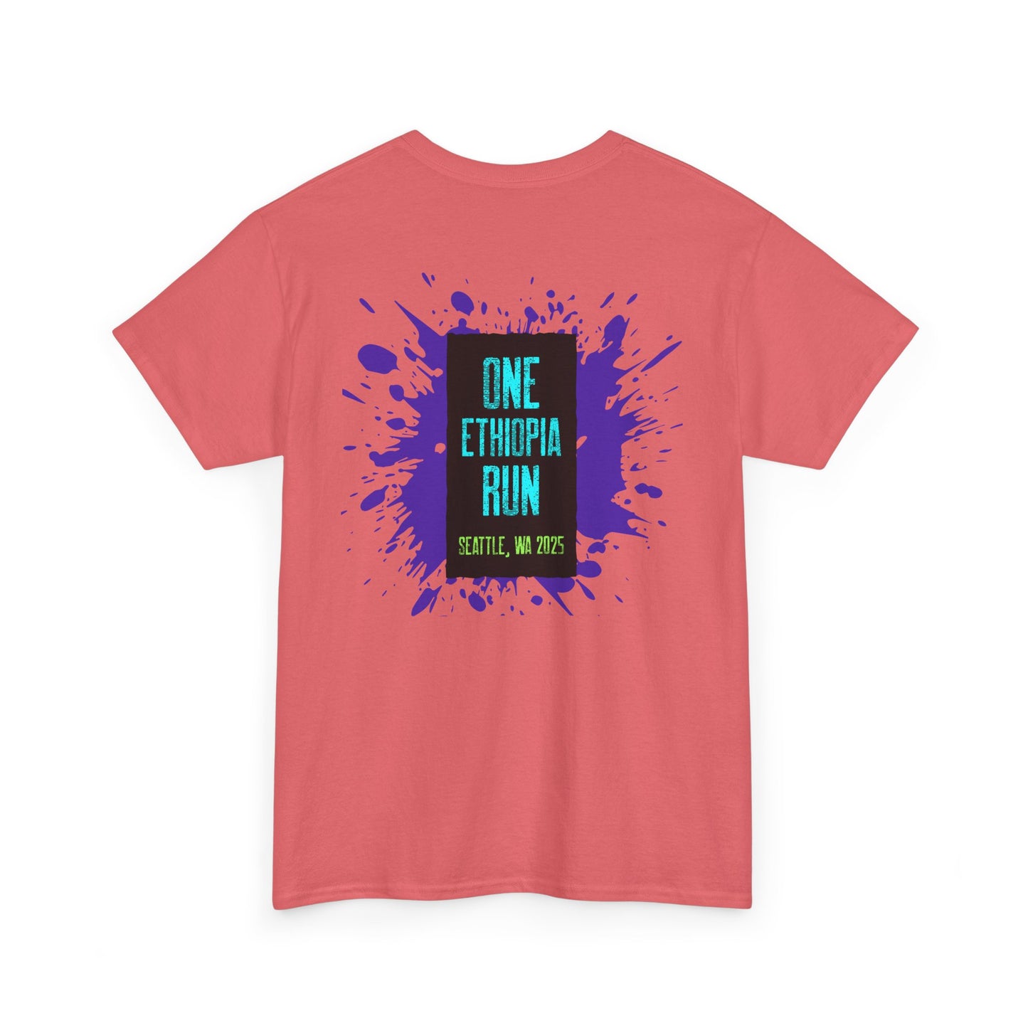 Unisex Heavy Cotton Tee - One Ethiopia Run T-Shirt, Casual Wear, Exercise Shirt, Gift for Runners, Festival Apparel, Comfortable Cotton Tee