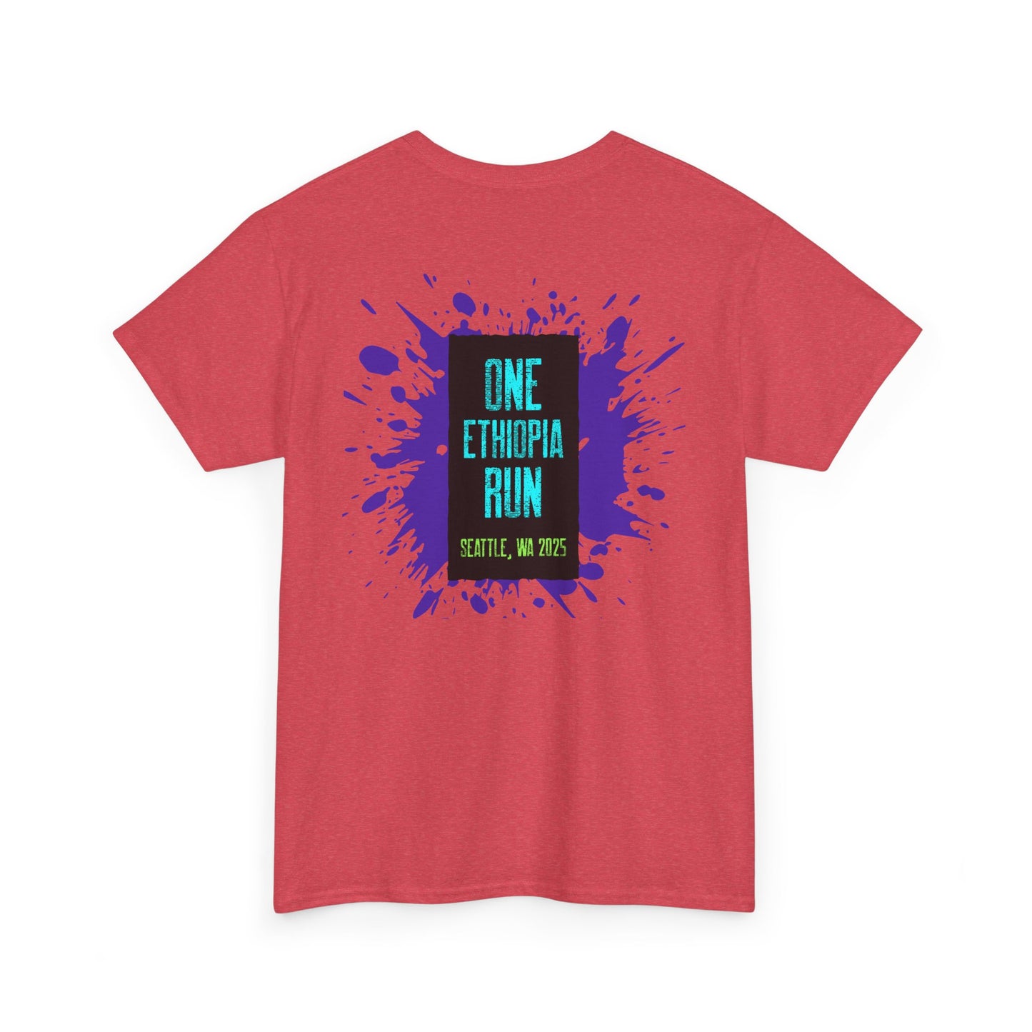 Unisex Heavy Cotton Tee - One Ethiopia Run T-Shirt, Casual Wear, Exercise Shirt, Gift for Runners, Festival Apparel, Comfortable Cotton Tee