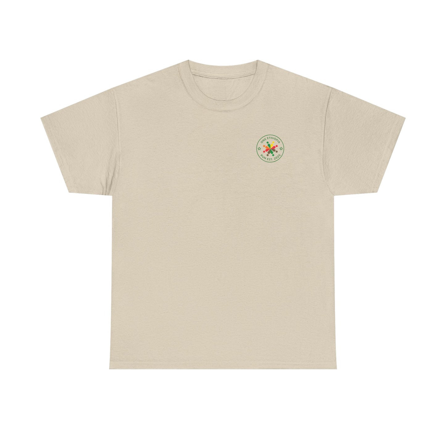 Unisex Heavy Cotton Tee - One Ethiopia Run T-Shirt, Casual Wear, Exercise Shirt, Gift for Runners, Festival Apparel, Comfortable Cotton Tee