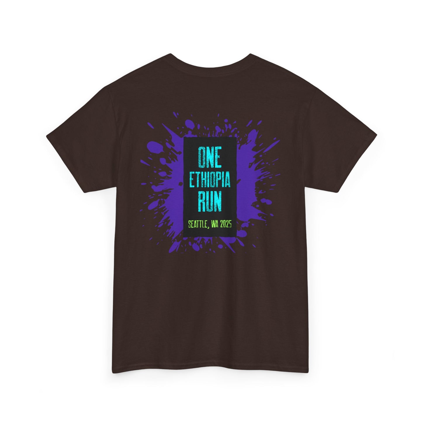 Unisex Heavy Cotton Tee - One Ethiopia Run T-Shirt, Casual Wear, Exercise Shirt, Gift for Runners, Festival Apparel, Comfortable Cotton Tee