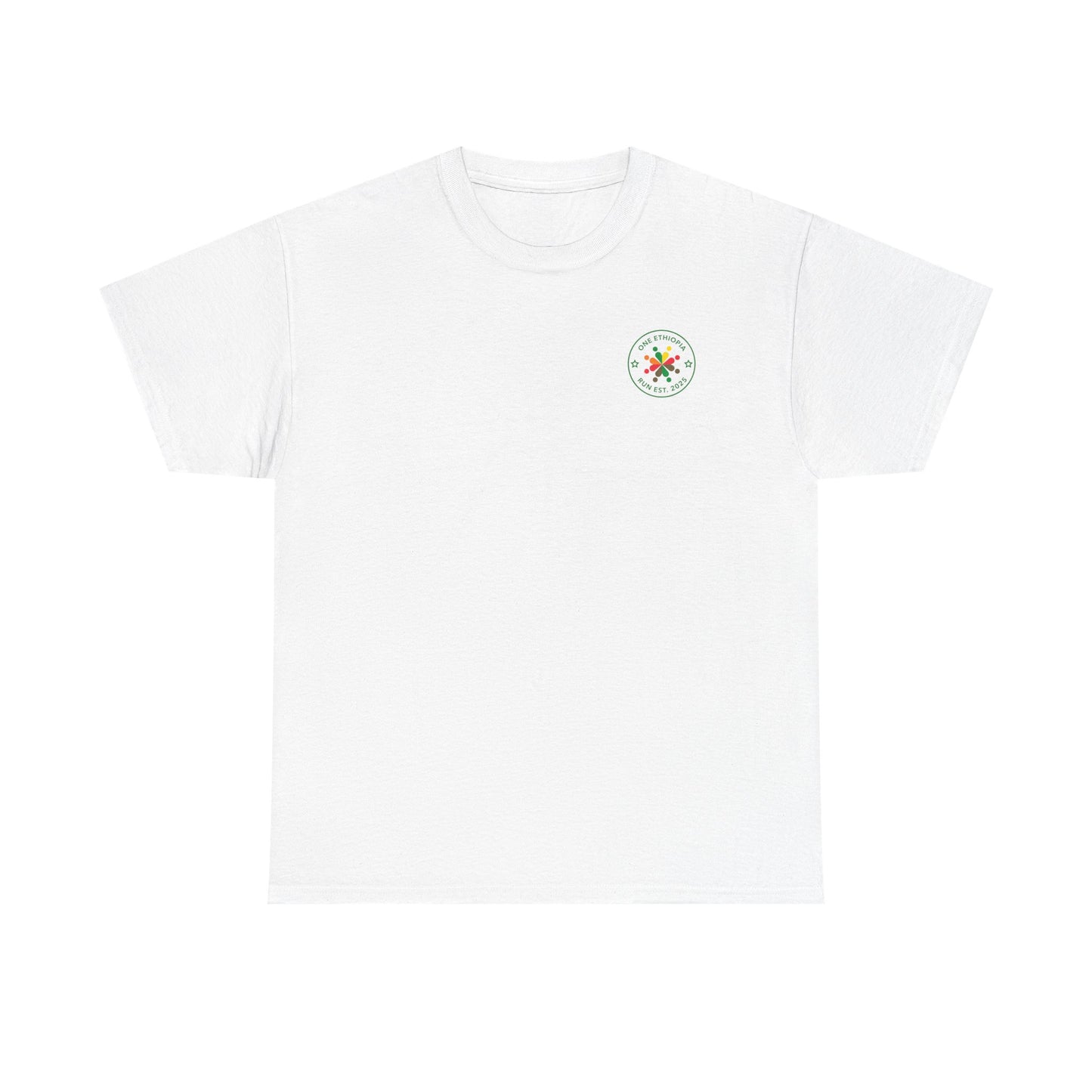Unisex Heavy Cotton Tee - One Ethiopia Run T-Shirt, Casual Wear, Exercise Shirt, Gift for Runners, Festival Apparel, Comfortable Cotton Tee