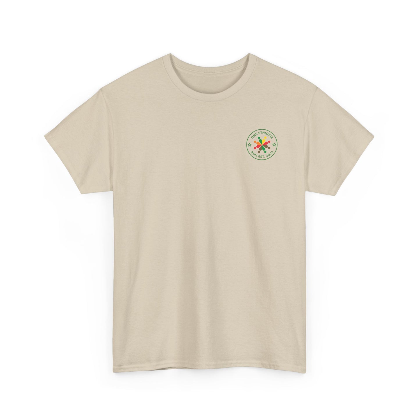 Unisex Heavy Cotton Tee - One Ethiopia Run T-Shirt, Casual Wear, Exercise Shirt, Gift for Runners, Festival Apparel, Comfortable Cotton Tee