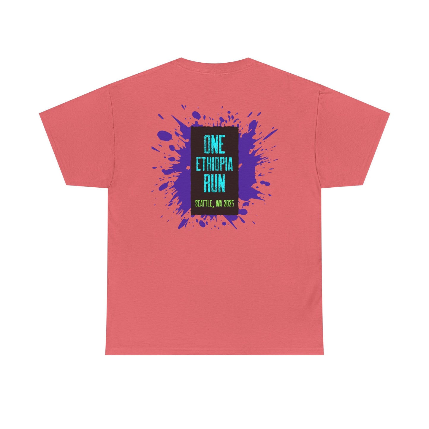 Unisex Heavy Cotton Tee - One Ethiopia Run T-Shirt, Casual Wear, Exercise Shirt, Gift for Runners, Festival Apparel, Comfortable Cotton Tee