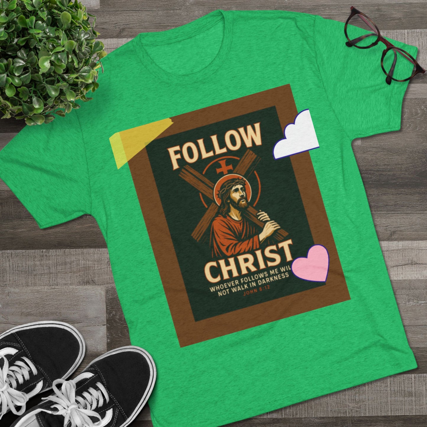 Faith-Inspired Unisex Tri-Blend Crew Tee - "Follow Christ" Design