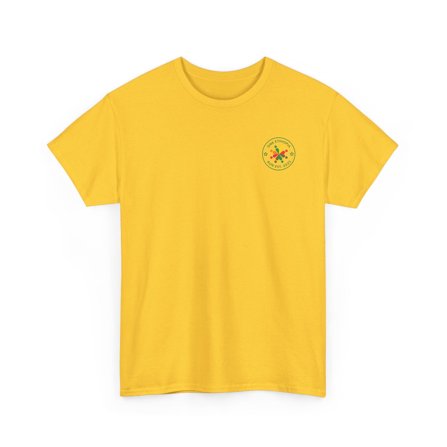 Unisex Heavy Cotton Tee - One Ethiopia Run T-Shirt, Casual Wear, Exercise Shirt, Gift for Runners, Festival Apparel, Comfortable Cotton Tee
