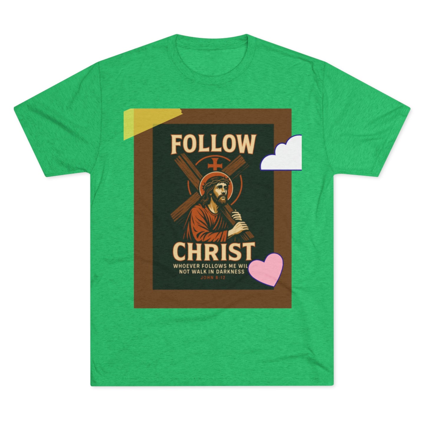 Faith-Inspired Unisex Tri-Blend Crew Tee - "Follow Christ" Design