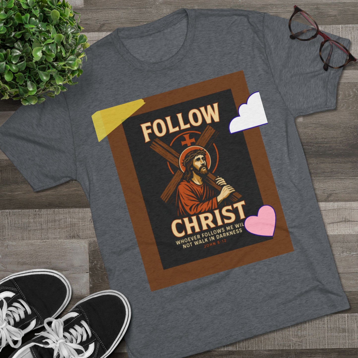 Faith-Inspired Unisex Tri-Blend Crew Tee - "Follow Christ" Design