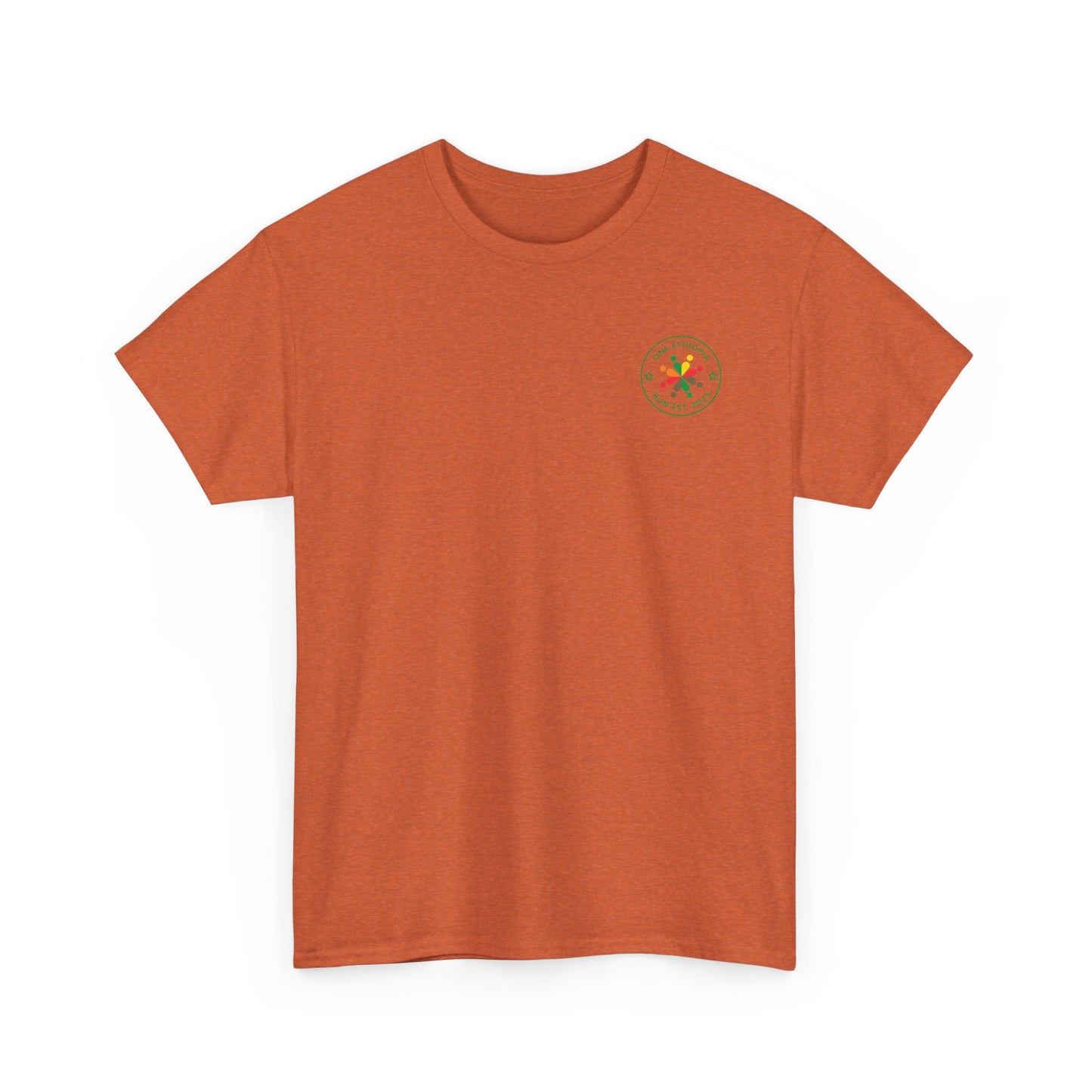 Unisex Heavy Cotton Tee - One Ethiopia Run T-Shirt, Casual Wear, Exercise Shirt, Gift for Runners, Festival Apparel, Comfortable Cotton Tee