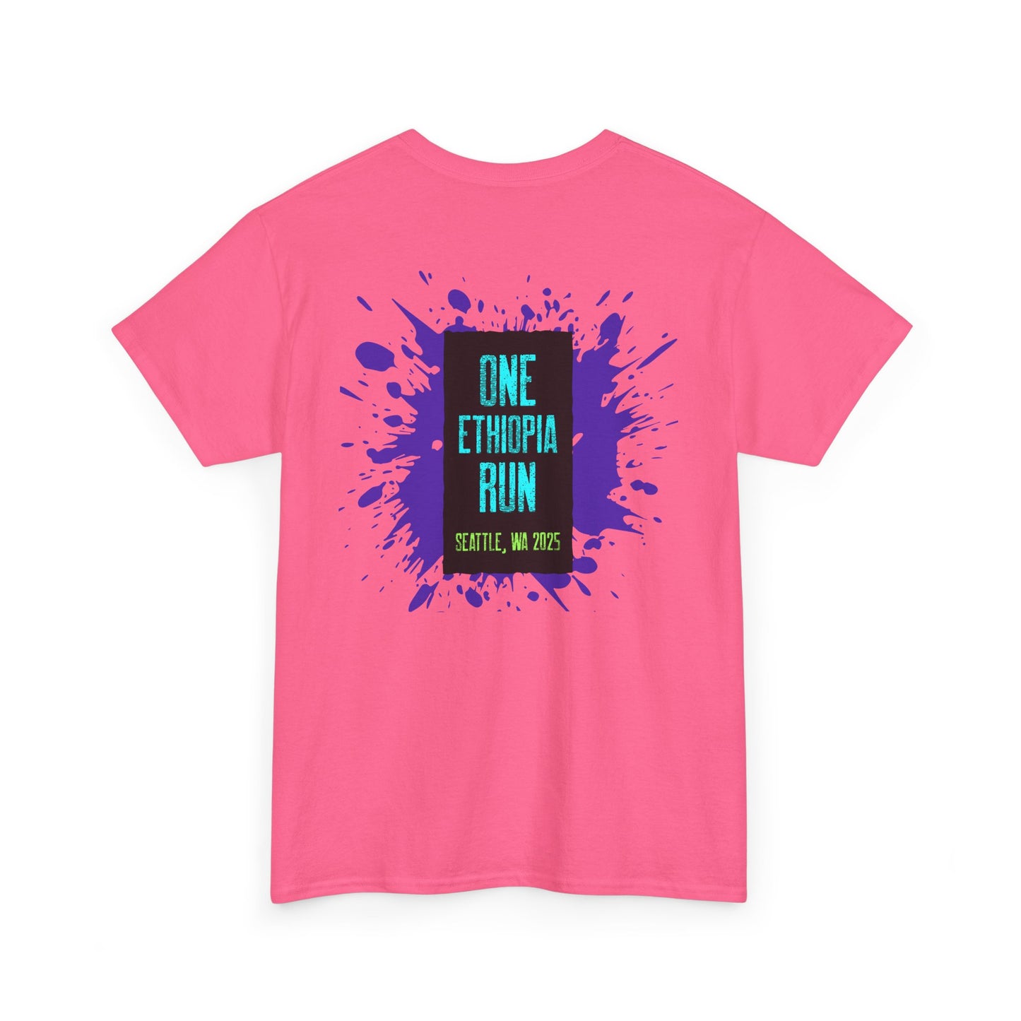 Unisex Heavy Cotton Tee - One Ethiopia Run T-Shirt, Casual Wear, Exercise Shirt, Gift for Runners, Festival Apparel, Comfortable Cotton Tee