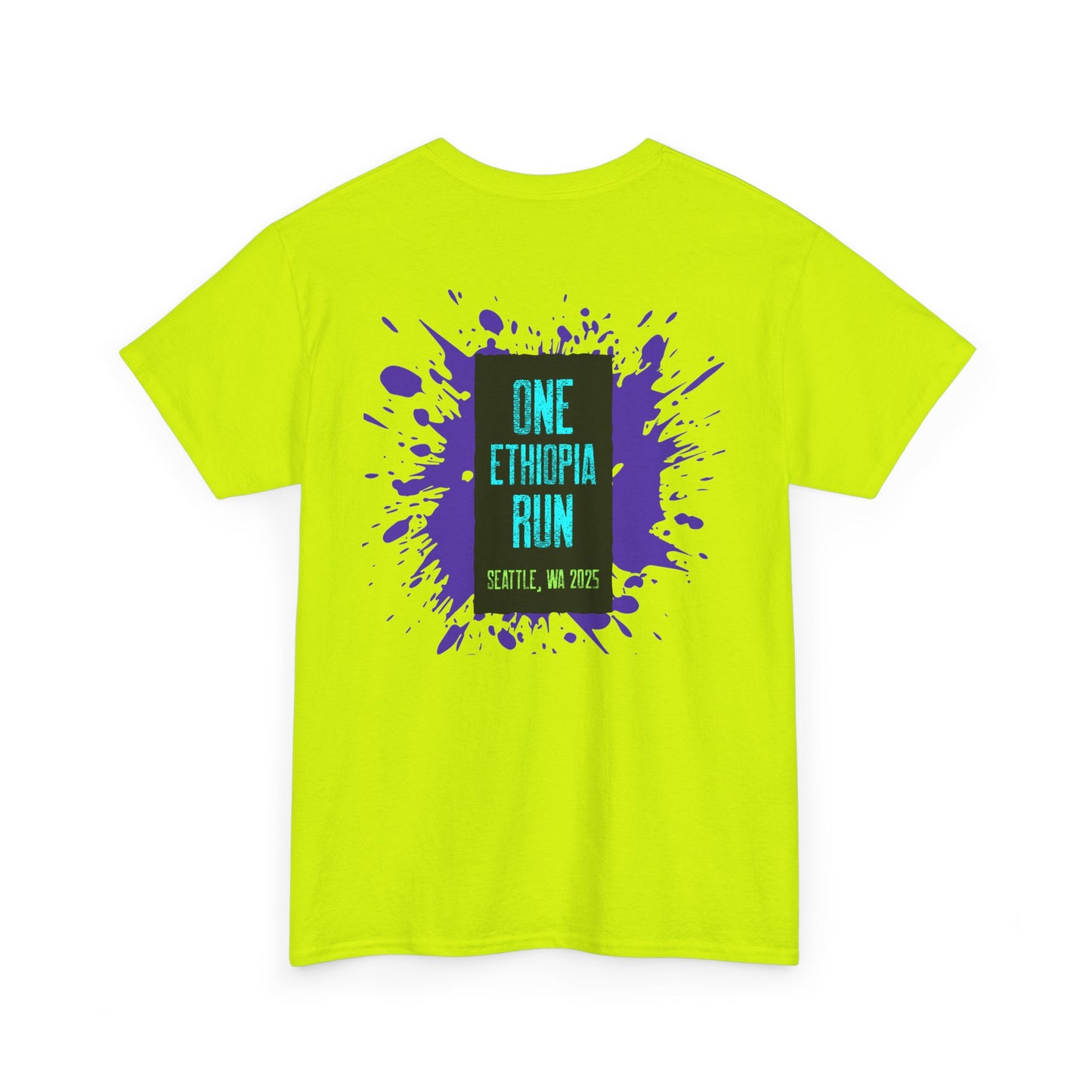 Unisex Heavy Cotton Tee - One Ethiopia Run T-Shirt, Casual Wear, Exercise Shirt, Gift for Runners, Festival Apparel, Comfortable Cotton Tee