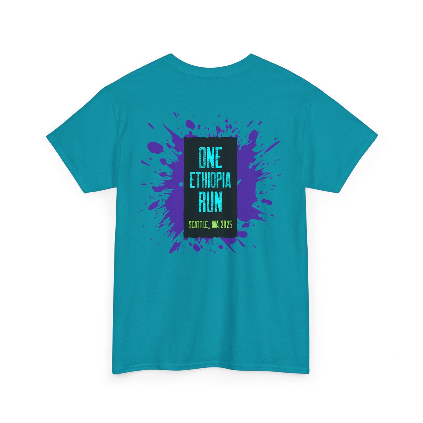 Unisex Heavy Cotton Tee - One Ethiopia Run T-Shirt, Casual Wear, Exercise Shirt, Gift for Runners, Festival Apparel, Comfortable Cotton Tee
