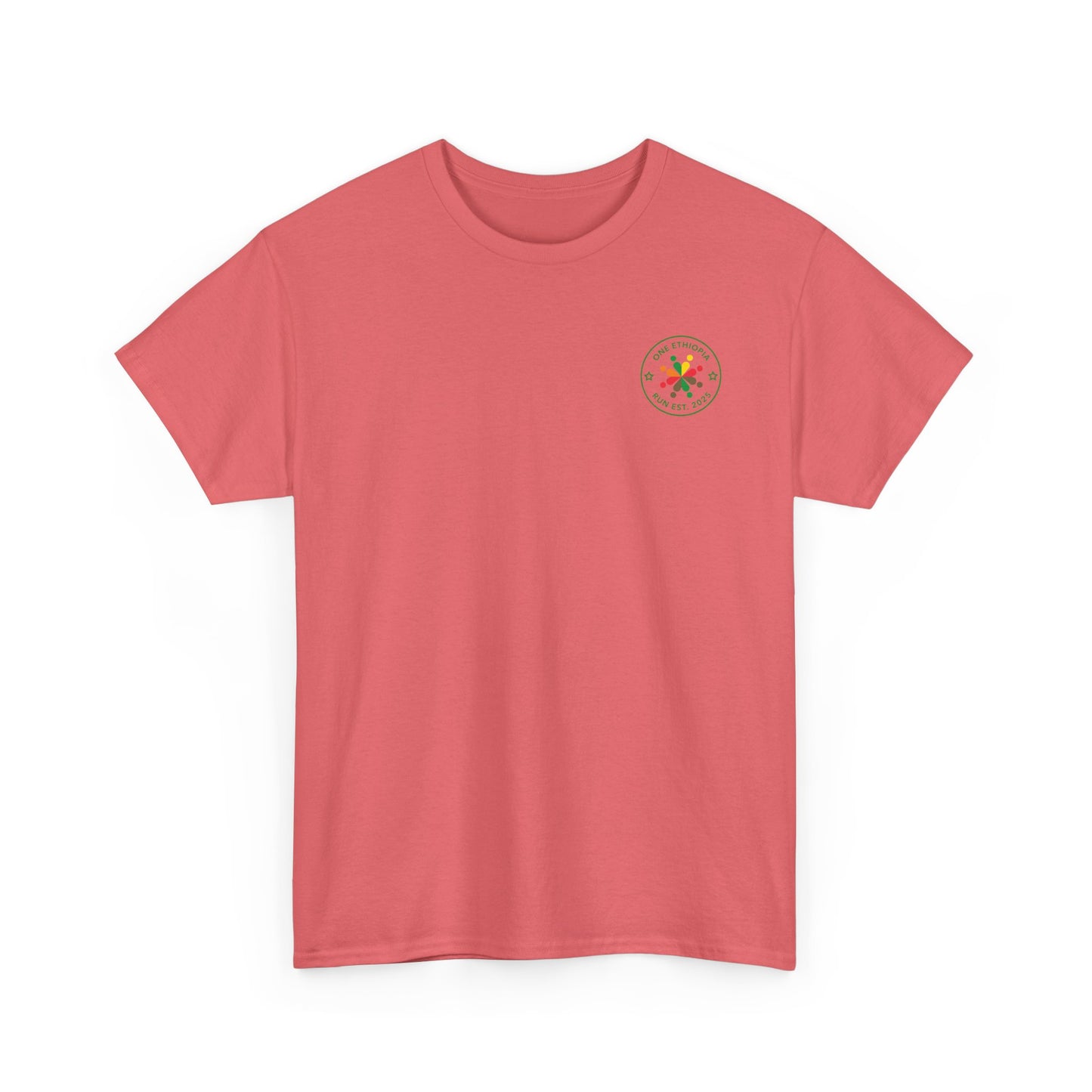 Unisex Heavy Cotton Tee - One Ethiopia Run T-Shirt, Casual Wear, Exercise Shirt, Gift for Runners, Festival Apparel, Comfortable Cotton Tee