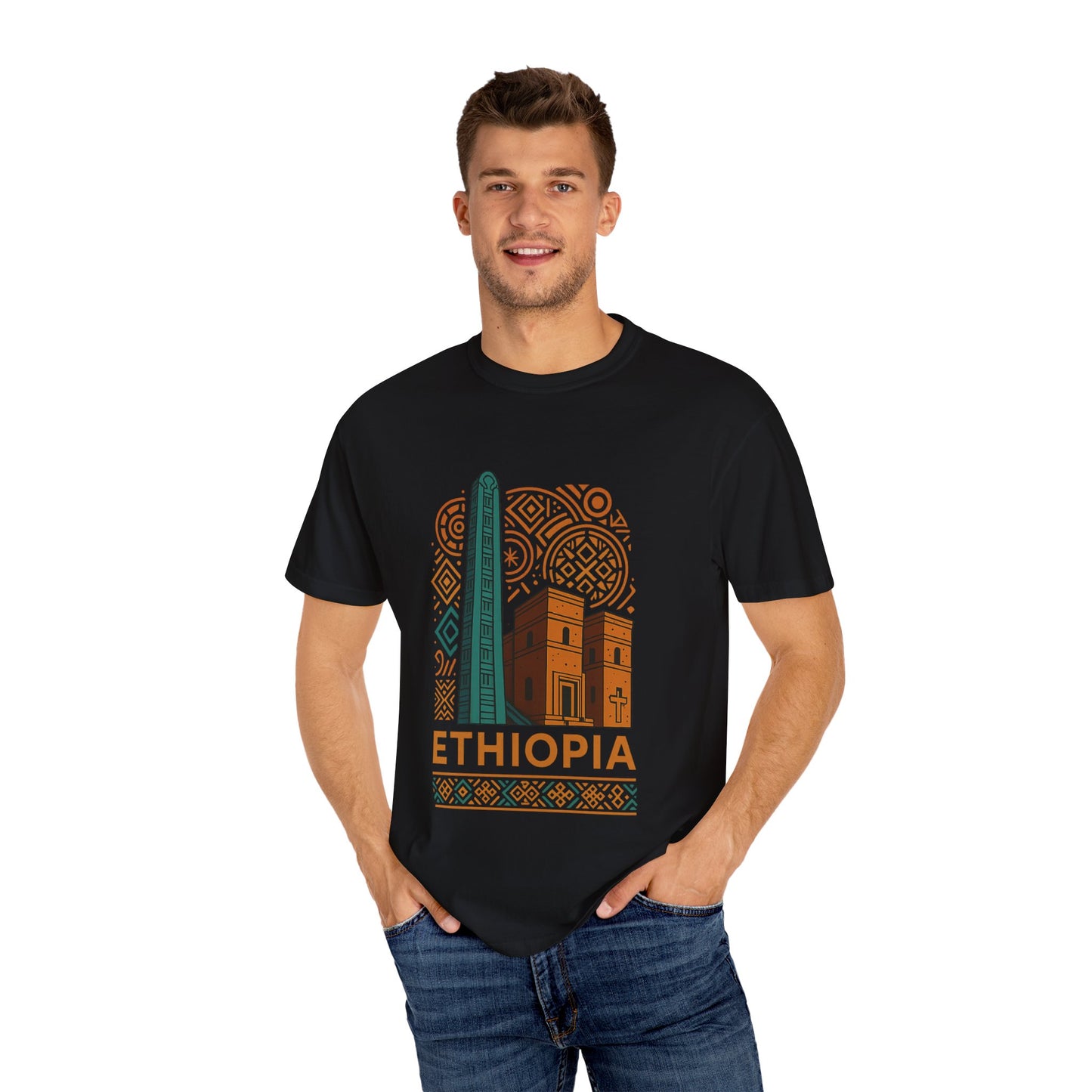 Ethiopia Heritage T-Shirt, Unisex Garment-Dyed Tee, Afrocentric Apparel, Travel Souvenir, Cultural Gift
