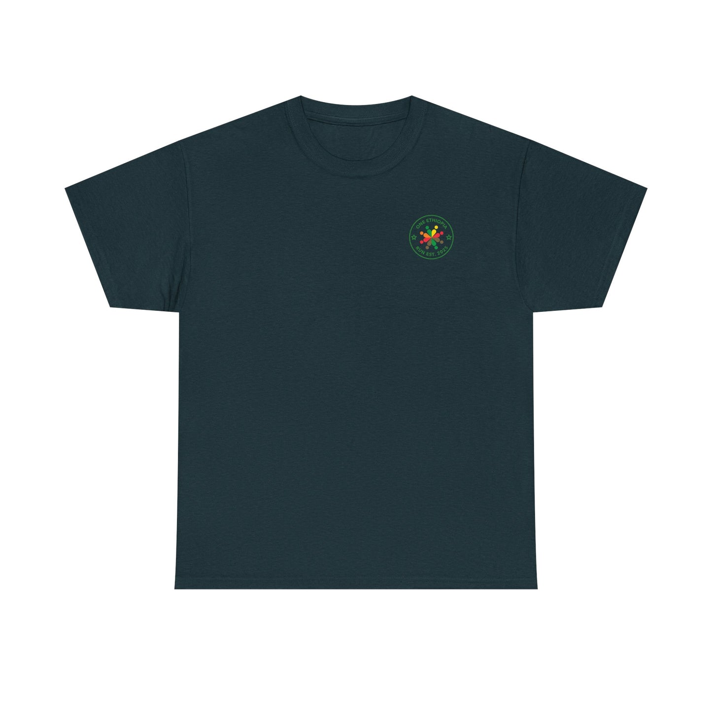Unisex Heavy Cotton Tee - One Ethiopia Run T-Shirt, Casual Wear, Exercise Shirt, Gift for Runners, Festival Apparel, Comfortable Cotton Tee
