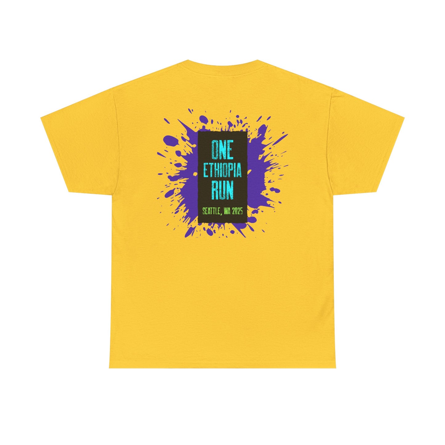 Unisex Heavy Cotton Tee - One Ethiopia Run T-Shirt, Casual Wear, Exercise Shirt, Gift for Runners, Festival Apparel, Comfortable Cotton Tee