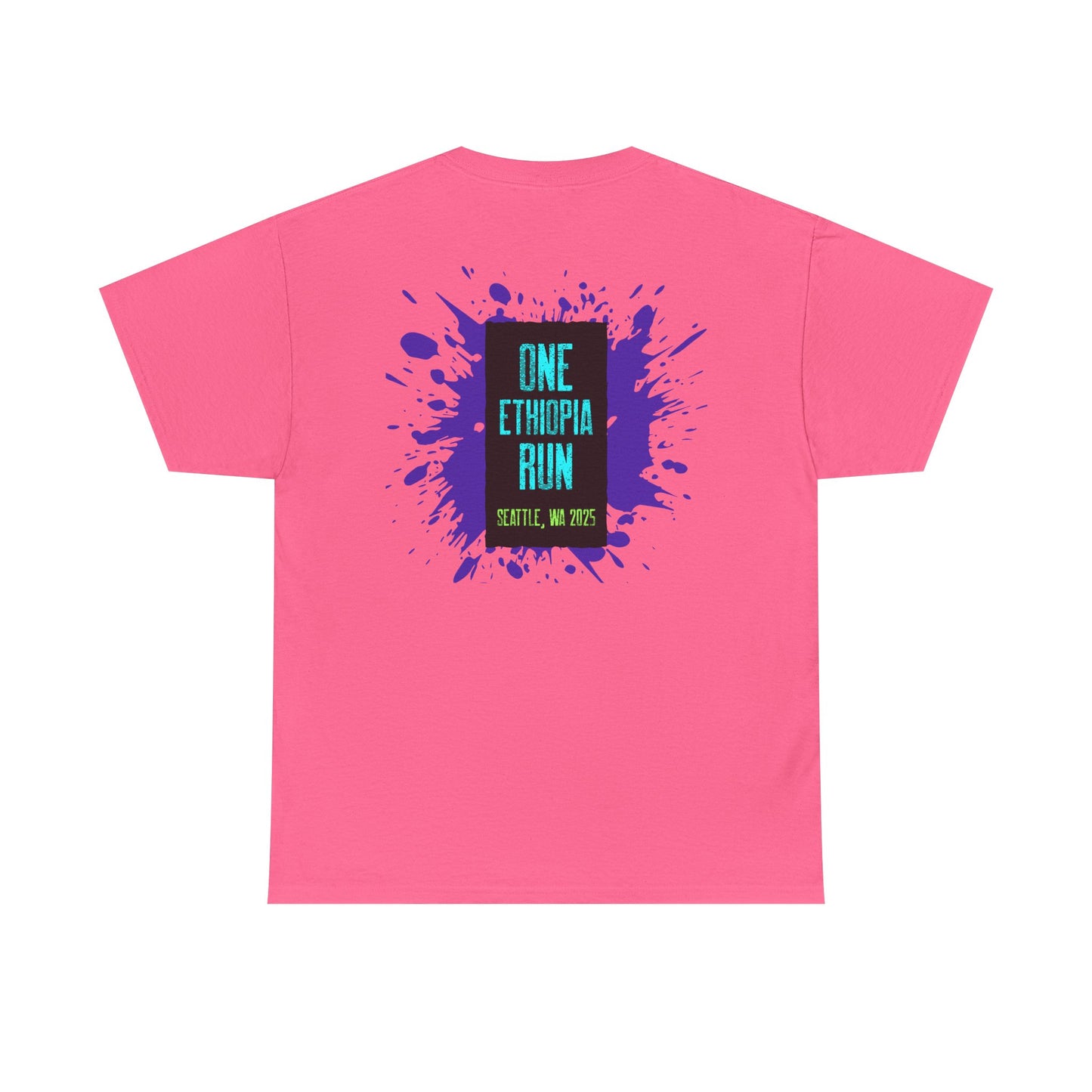 Unisex Heavy Cotton Tee - One Ethiopia Run T-Shirt, Casual Wear, Exercise Shirt, Gift for Runners, Festival Apparel, Comfortable Cotton Tee