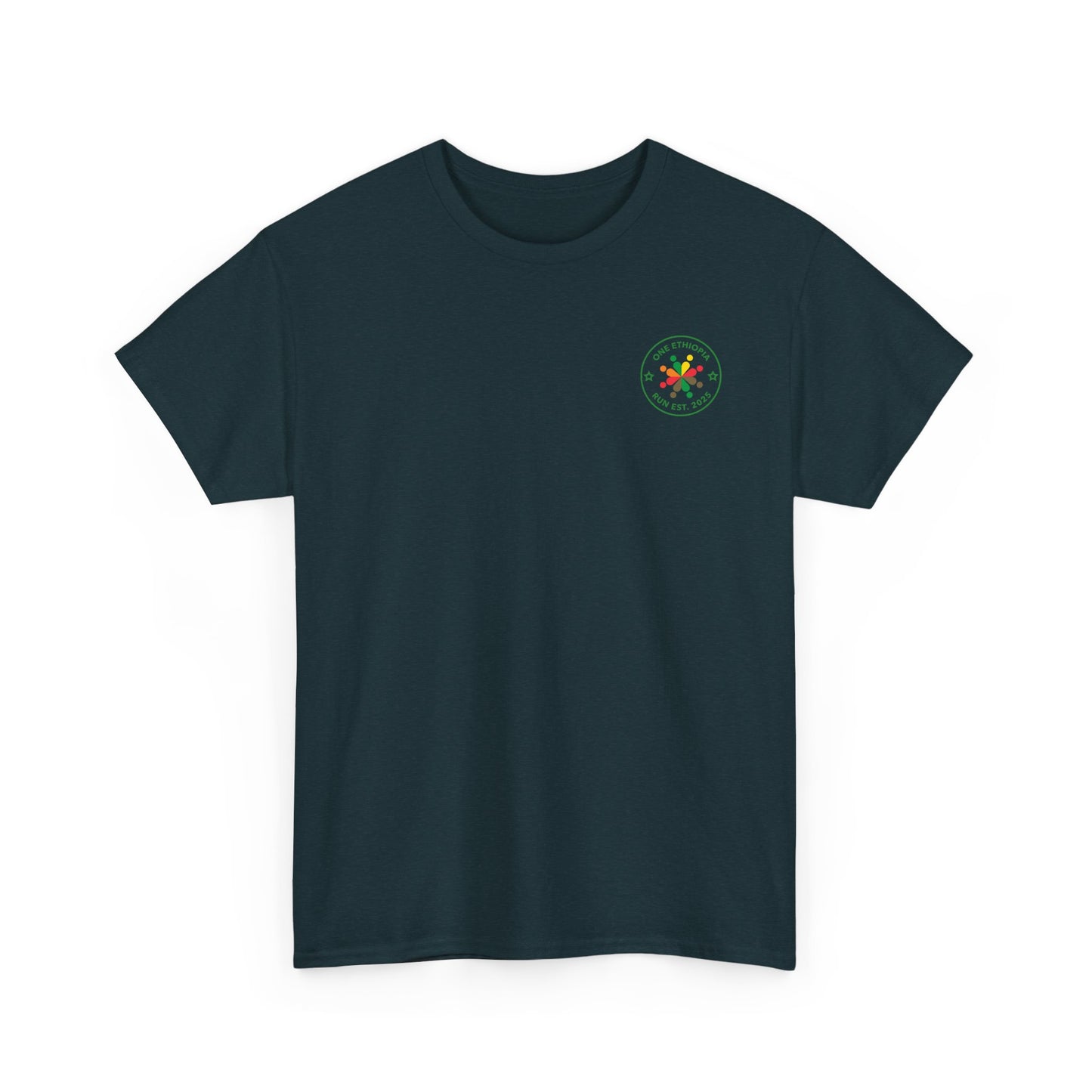 Unisex Heavy Cotton Tee - One Ethiopia Run T-Shirt, Casual Wear, Exercise Shirt, Gift for Runners, Festival Apparel, Comfortable Cotton Tee