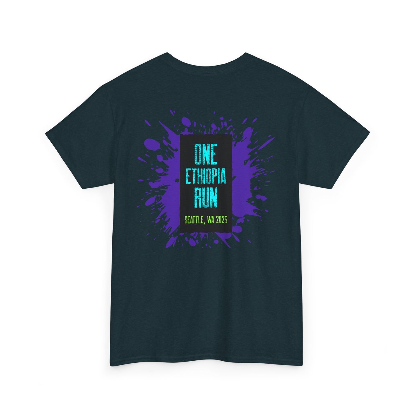 Unisex Heavy Cotton Tee - One Ethiopia Run T-Shirt, Casual Wear, Exercise Shirt, Gift for Runners, Festival Apparel, Comfortable Cotton Tee