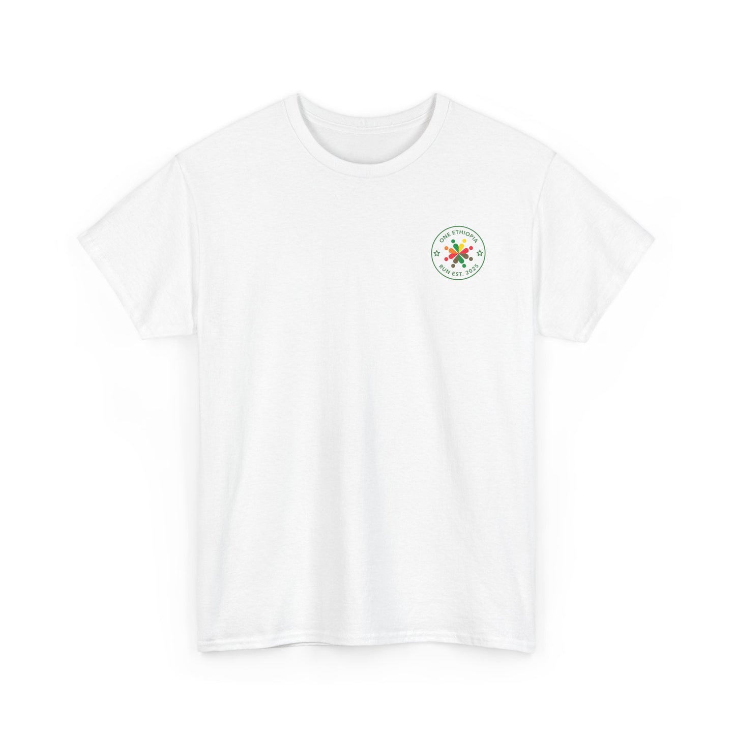 Unisex Heavy Cotton Tee - One Ethiopia Run T-Shirt, Casual Wear, Exercise Shirt, Gift for Runners, Festival Apparel, Comfortable Cotton Tee