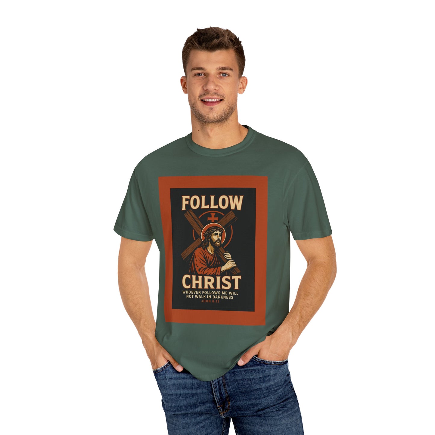 Unisex Garment-Dyed T-Shirt - Follow Christ Graphic Tee