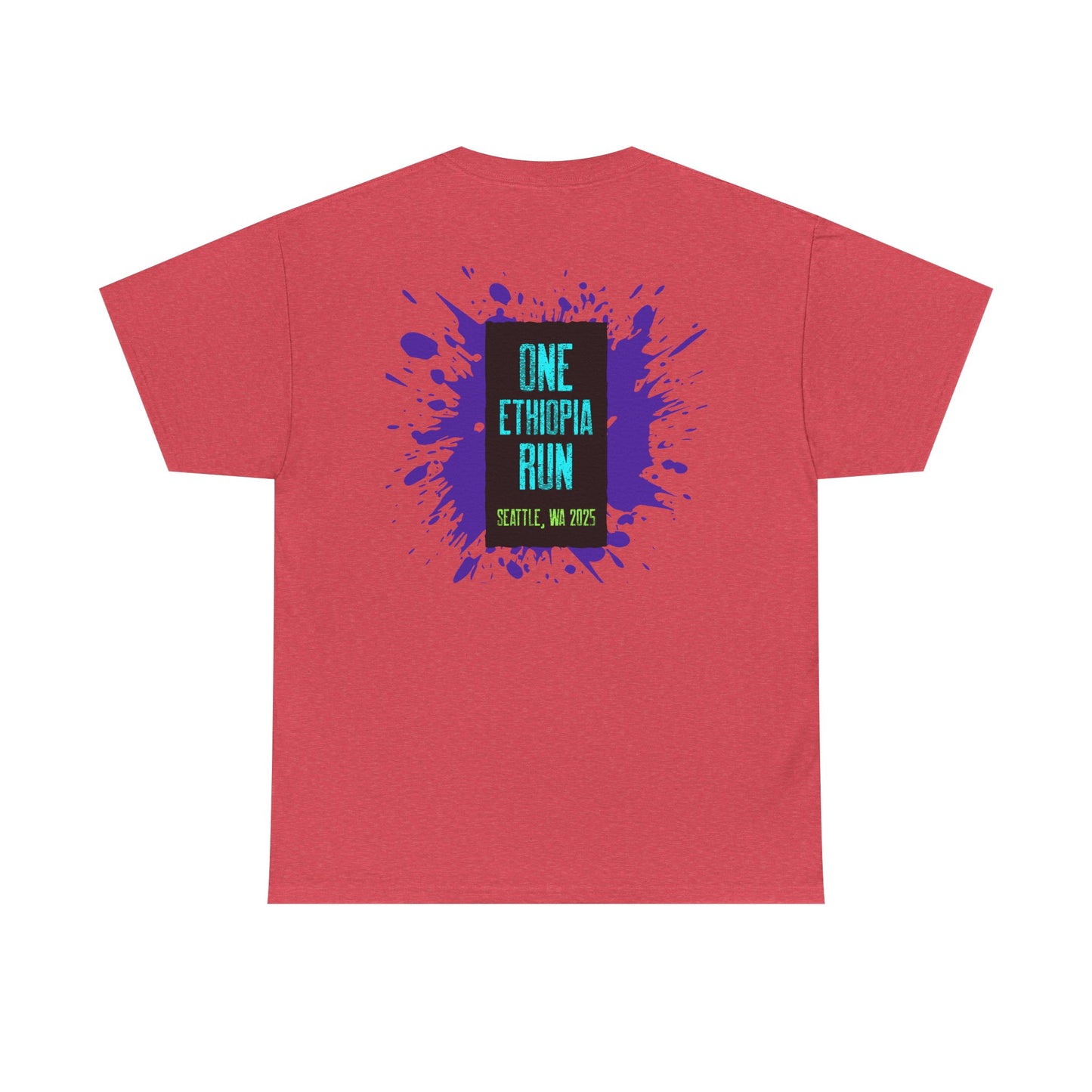 Unisex Heavy Cotton Tee - One Ethiopia Run T-Shirt, Casual Wear, Exercise Shirt, Gift for Runners, Festival Apparel, Comfortable Cotton Tee