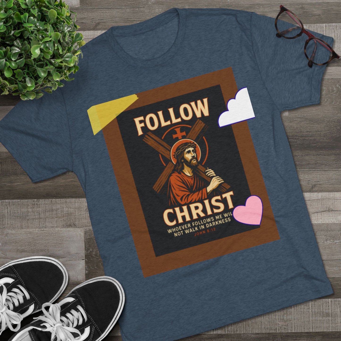 Faith-Inspired Unisex Tri-Blend Crew Tee - "Follow Christ" Design