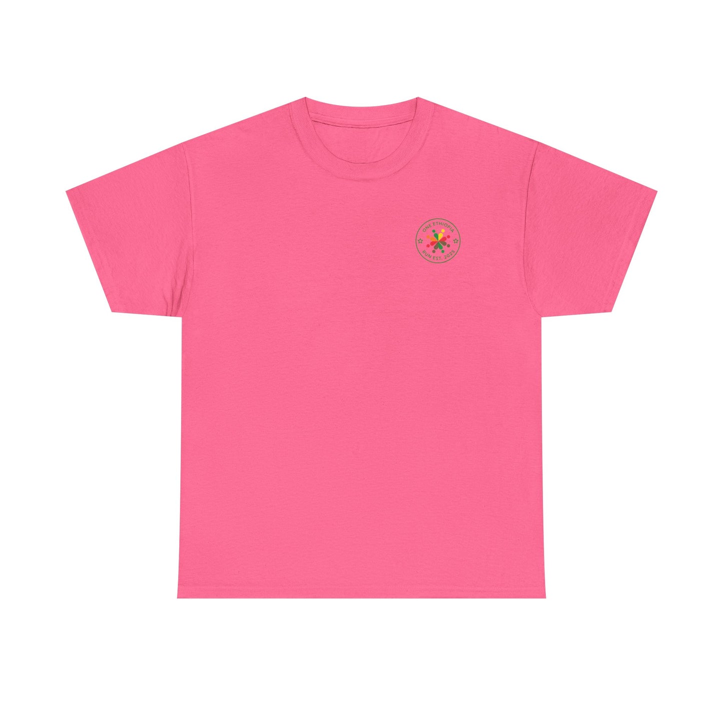 Unisex Heavy Cotton Tee - One Ethiopia Run T-Shirt, Casual Wear, Exercise Shirt, Gift for Runners, Festival Apparel, Comfortable Cotton Tee