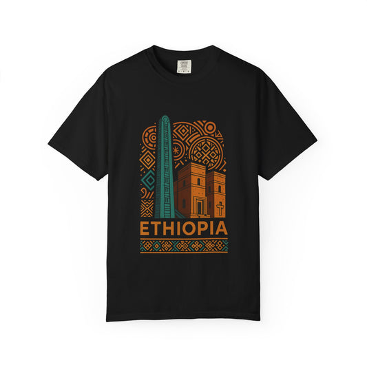 Ethiopia Heritage T-Shirt, Unisex Garment-Dyed Tee, Afrocentric Apparel, Travel Souvenir, Cultural Gift