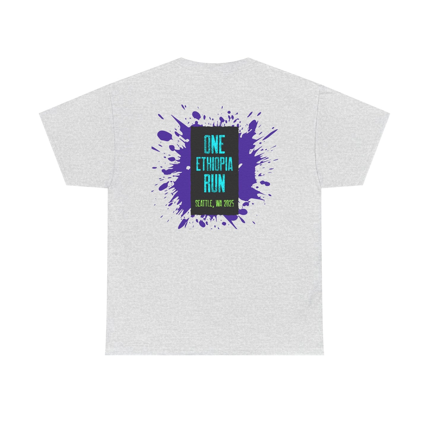 Unisex Heavy Cotton Tee - One Ethiopia Run T-Shirt, Casual Wear, Exercise Shirt, Gift for Runners, Festival Apparel, Comfortable Cotton Tee